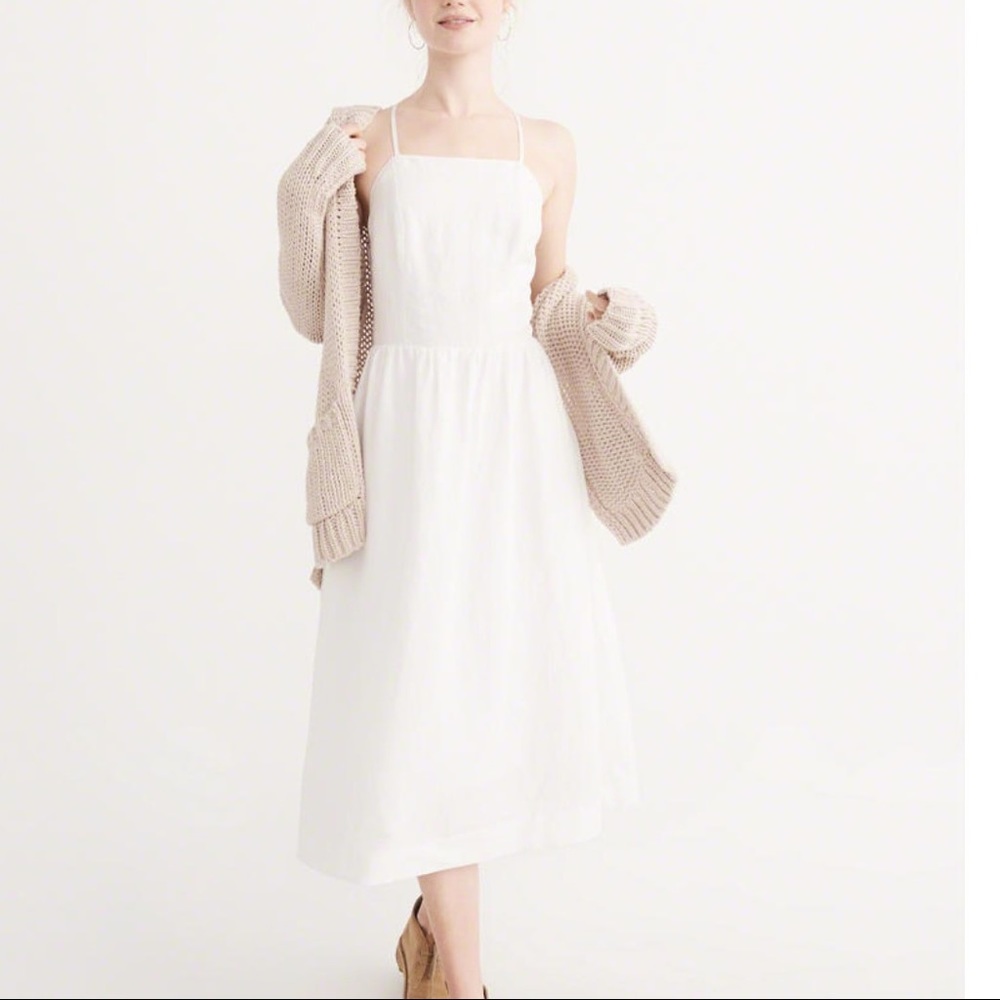 Abercrombie and Fitch Small Tall white linen dress